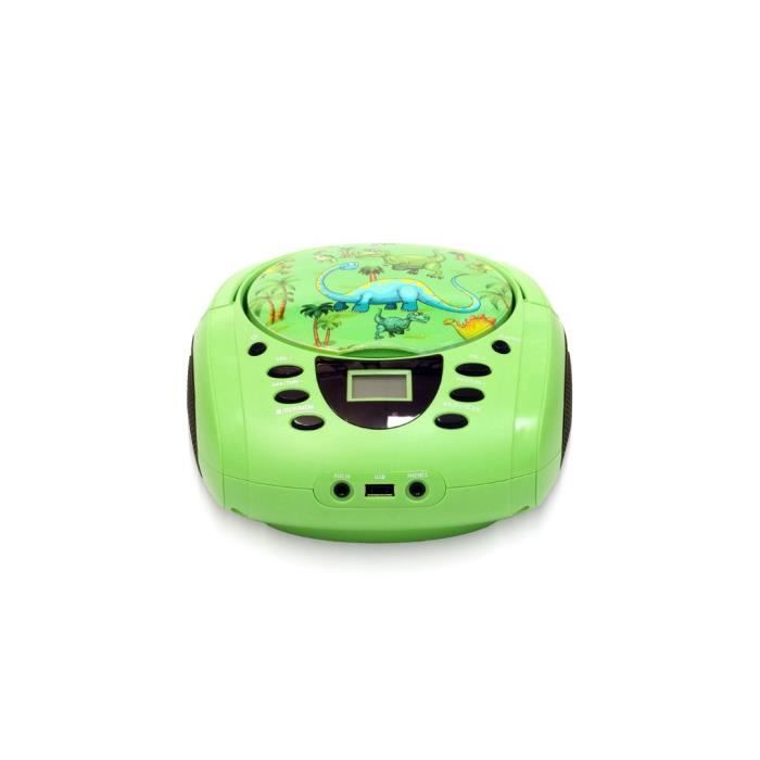 Lecteur - Radio CD - USB WeKids: FM, Lecteur CD/CD-R/CD-RW/MP3, RMS2*2W, entrée Aux et Micro, modèle Dinosaure
