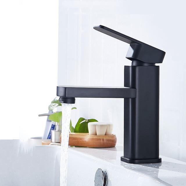 Robinet De Lavabo De Salle De Bain, Lavabo D'eau Chaude Et Froide, Noir