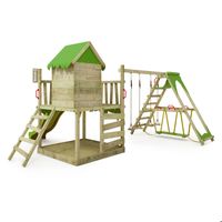 FATMOOSE Balançoire En Bois Avec Anneau De Grimpe Pour Enfants - Vert - Jeu D'extérieur
