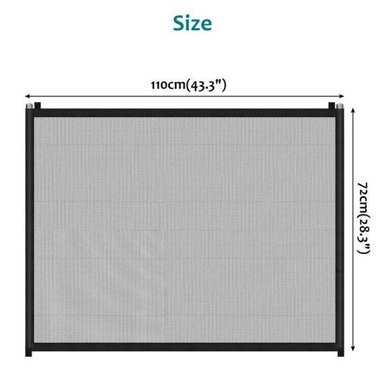 Barrière De Sécurité Chien 180x72 Cm - Maille Sans Percage - Barrière Escaliers Et Portes - Noir