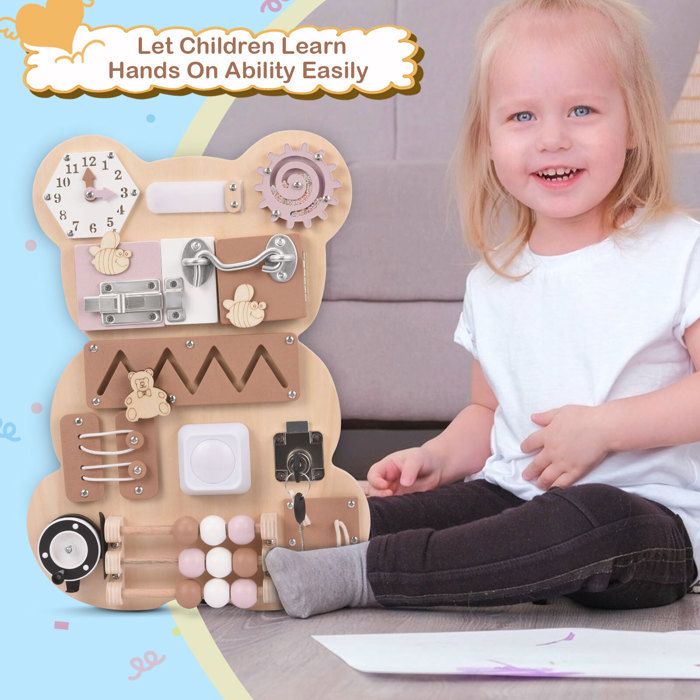 Do-Electr Planche Activité Montessori, Tableau 2 Ans Busy Board Mon Jeux Pour Apprendre La Motricite Fine Planche Educ Amz