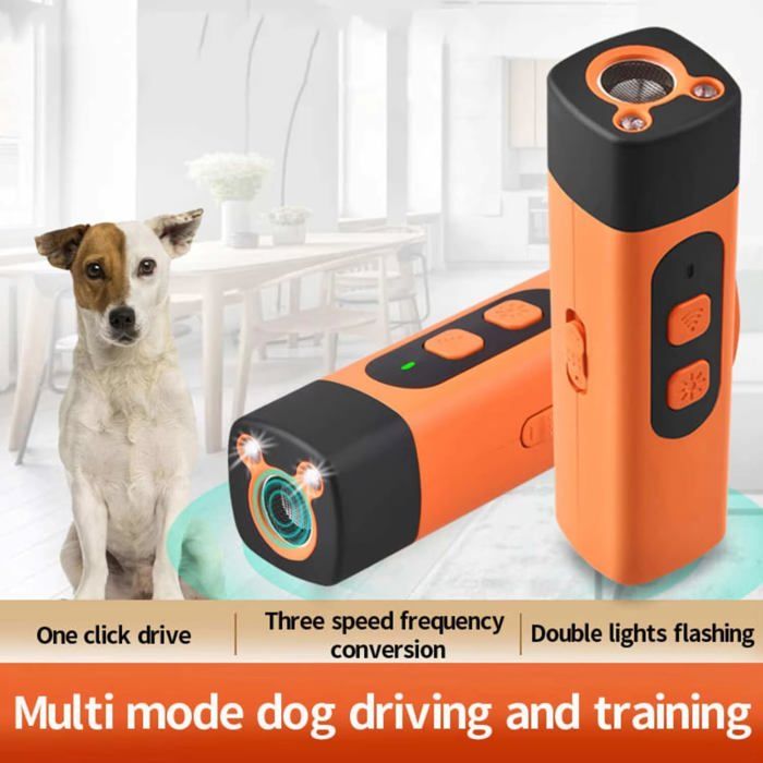 Anti-aboiement Chien Ultrasons Rechargeable - 3 Fréquences, Lampe LED, Portable, éducatif