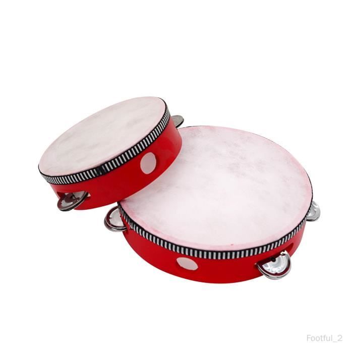 Tambourin, Instrument de Percussion Idéal Couleur Bois Tambours  Synthétiques Tête Tambour à Main pour la Performance pour l'apprentissage  des