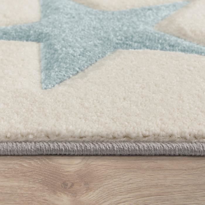 Tapis Enfant Espace étoiles Planètes - 120 Cm Rond, Gris Pastel, Hypoallergénique, Oeko-Tex, Adapté Chauffage Au Sol - 5