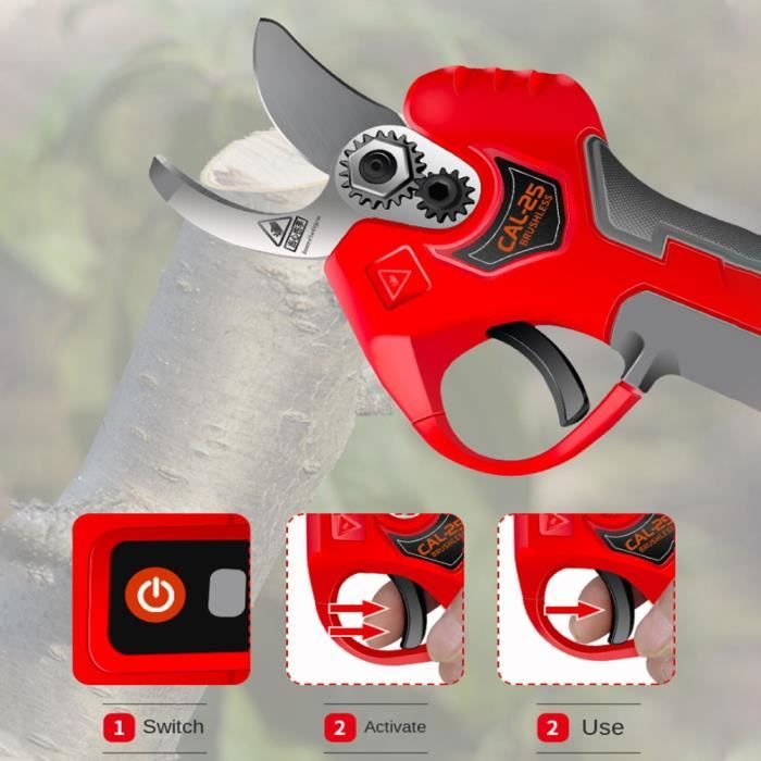 VERYMODEL Sécateur Électrique Sans Fil, 40mm Avec 21V 2x4.0Ah MAh Sécateur Electrique Professionnel, SK5 Lame Tranchante, Moteur Brushless, Sécateur Électrique Pour Jardinage, Vigne, Arbre Fruitier