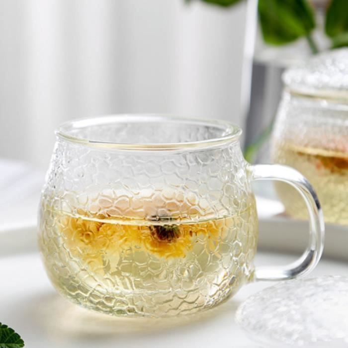 Théière en verre carrée tasse de bouteille résistant à la chaleur avec  infuseur parfait pour le thé et le café -(450ml) : : Cuisine et  Maison