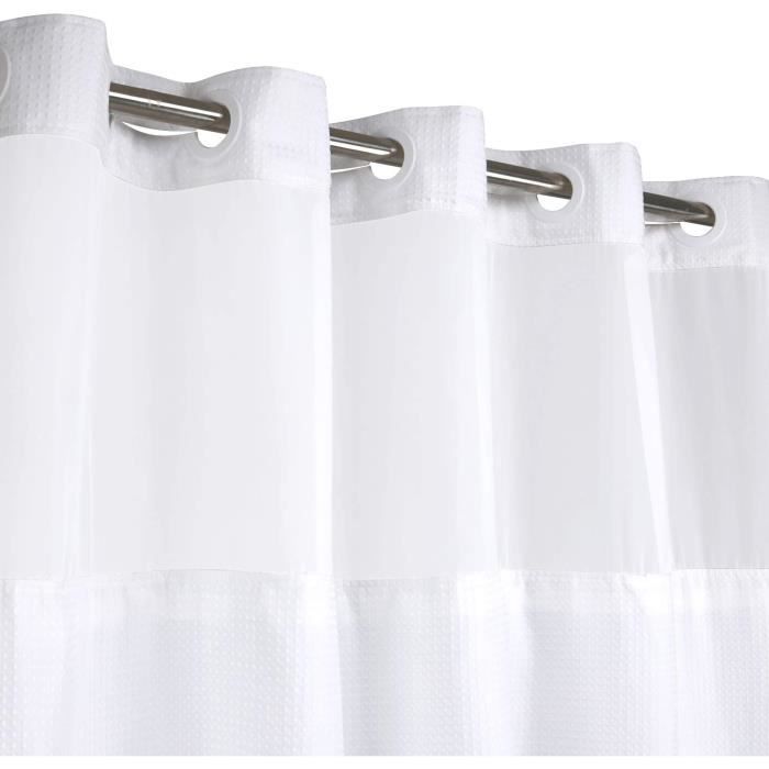 ALYVIA SPRING Rideau de douche à tissage gaufré avec doublure en tissu à clipser et crochets : style hôtel et fenêtre transparente, double couche et lavable en machine pour un nettoyage facile ALYVIA SPRING Rideau de douche à tissage gaufré avec doublure en tissu à clipser et crochets : style hôtel et fenêtre transparente, double couche et lavable en machine pour un nettoyage facile