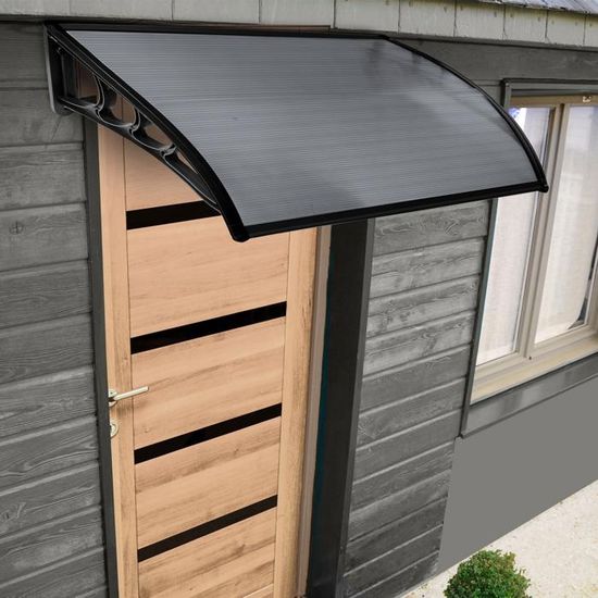 Auvent De Porte Solaire En Polycarbonate - 80x120 Cm - Blanc Gris - Protection Contre Soleil Et Intempéries
