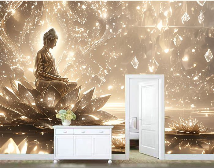 Tapisserie Murale Bouddha 3D - Tissu Décoratif 180x230 Cm - 100% Polyester - Pour Chambre, Salon, Décoration Murale - 12