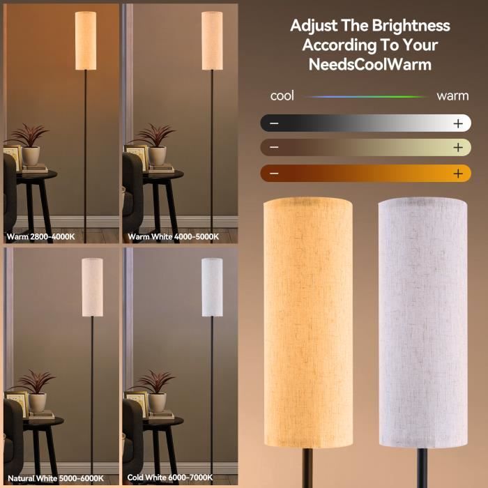 2pcs Lampadaire sur Pied RGB - Lampe Salon LED APP Contrôle Télécommande  Musique Synchronisation 104cm Lampe Créatif