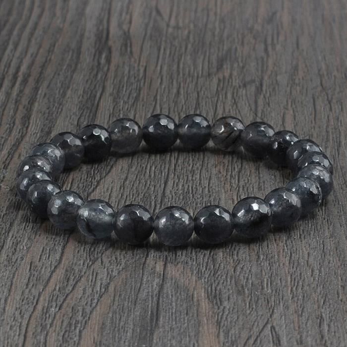 Bracelet femme, Perles à facettes de 8mm. Modèle : Marron. main image 1