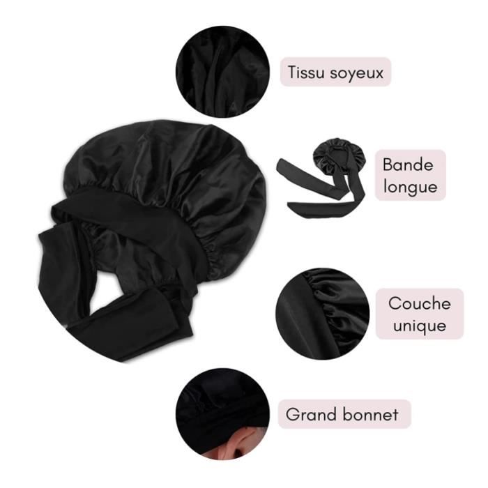 Bonnet de Nuit en Satin pour Homme et Femme, Accessoire de Soins  Capillaires, Coloris Unis, Unisexe - AliExpress