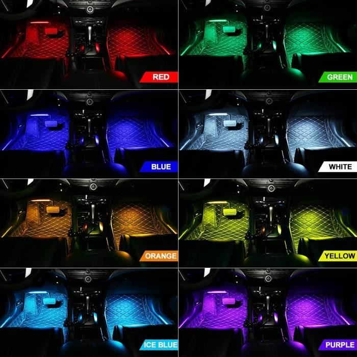 Éclairage Intérieur de Voiture Bande Lumineuse à LED de Voiture Multicolore  à 48LED avec télécommande et Contrôle APP - Cdiscount Maison