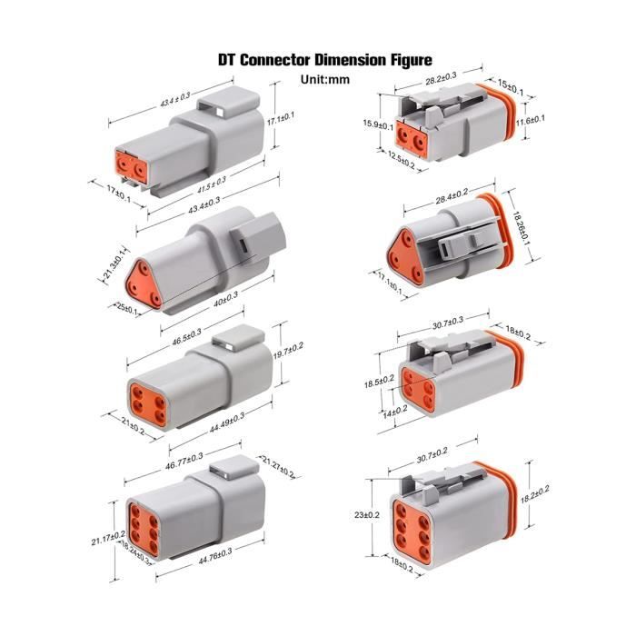 Kit Connecteurs DT 4 Broches étanches - Mâle & Femelle - Pour Moto, Scooter, Voiture