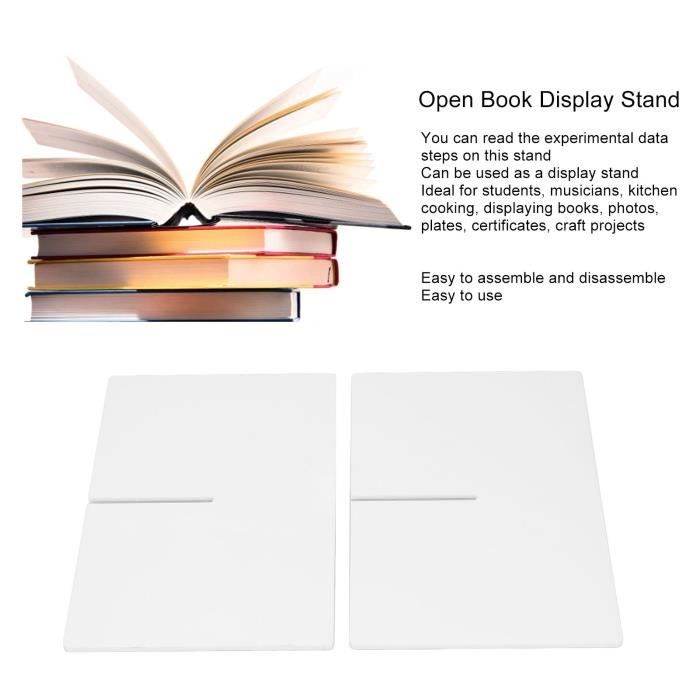 VBESTLIFE porte-livre ouvert Présentoir à livre ouvert facile à assembler  Support acrylique Support stable pour plaques de