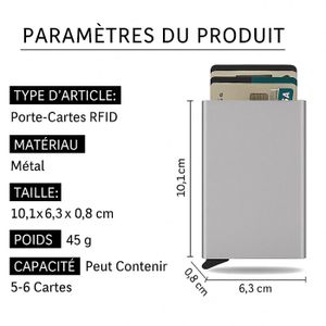 Lot De 5 Cartes Anti RFID Ultra-minces - Protection Contre Le Vol De Données Pour Cartes De Crédit Et Porte-monnaie