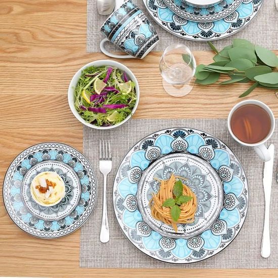 32 pièces pour 8 Personnes série Audrie VEWEET Style Marocain Service de Table Complet en Porcelaine 