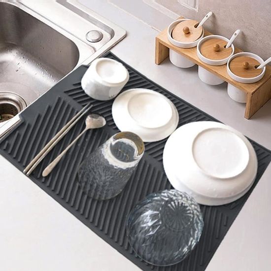 Generic Tapis égouttoir à Vaisselle En Silicone De Cuisine Facile à Nettoyer(35.8 * 28CM) - Prix Pas Cher | SN