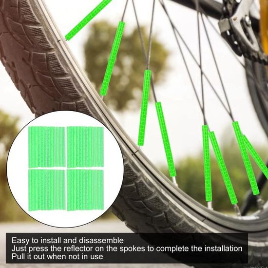 HURRISE Réflecteur de rayon de vélo 4 sacs vélo rayon réflecteur vélo  cyclisme avertissement clips réfléchissants tube (vert) - Cdiscount Sport