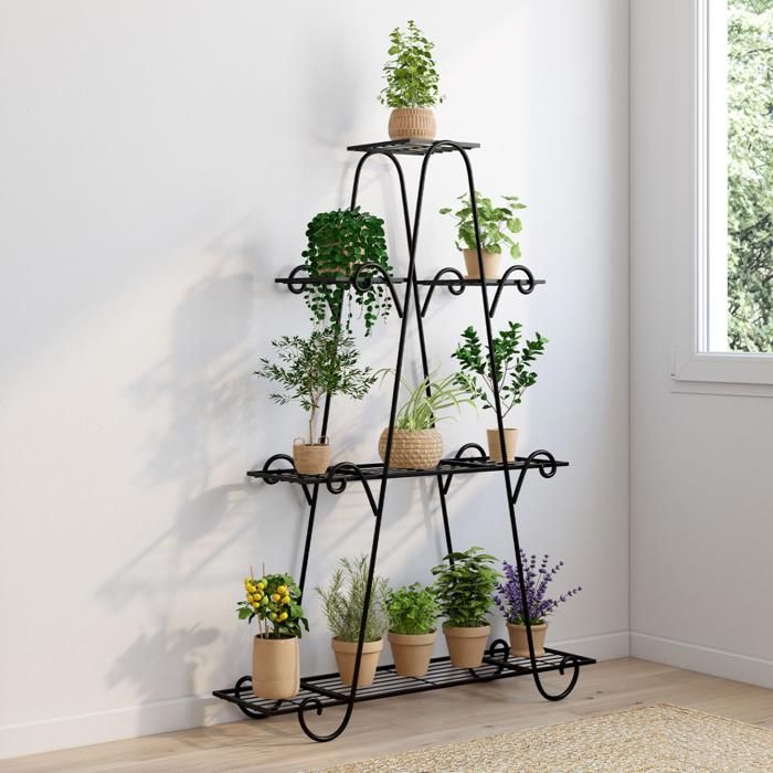 IDMARKET Etagère à pots de fleurs porte plante en métal 9 niveaux