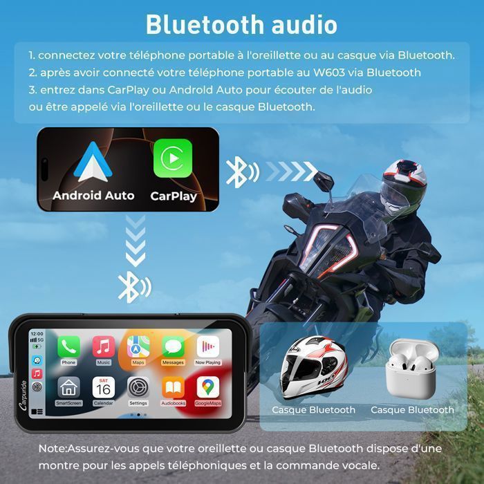 Autoradio Carpuride W603D – CarPlay Et Android Auto Sans Fil, écran 6,2", Double Caméra 4K