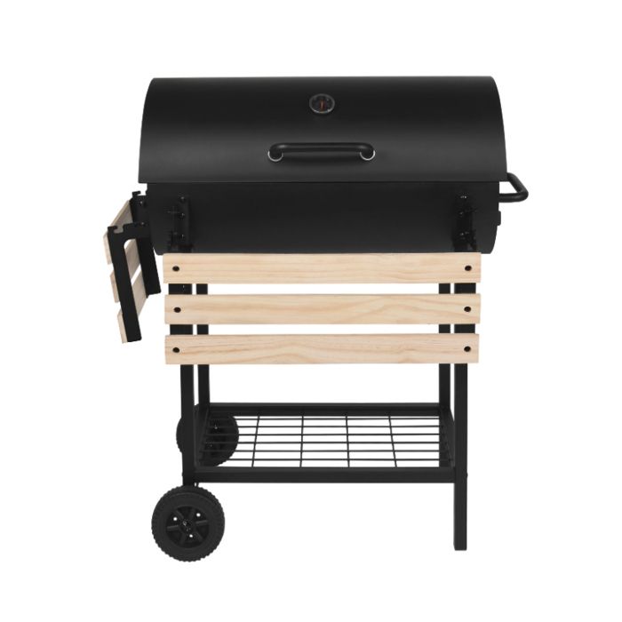 Fumoir Barbecue 3 En 1 Au Charbon De Bois - Avec Thermomètre, Bac à Eau, 2 Grilles Et Crochets - Cuisson Et Fumaison Tout-en-un