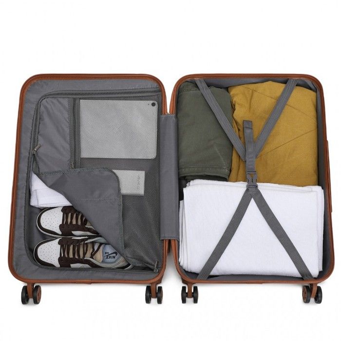 Valise Kono 28 Pouces Rigide ABS Noir - 4 Roues Multidirectionnelles - Légère