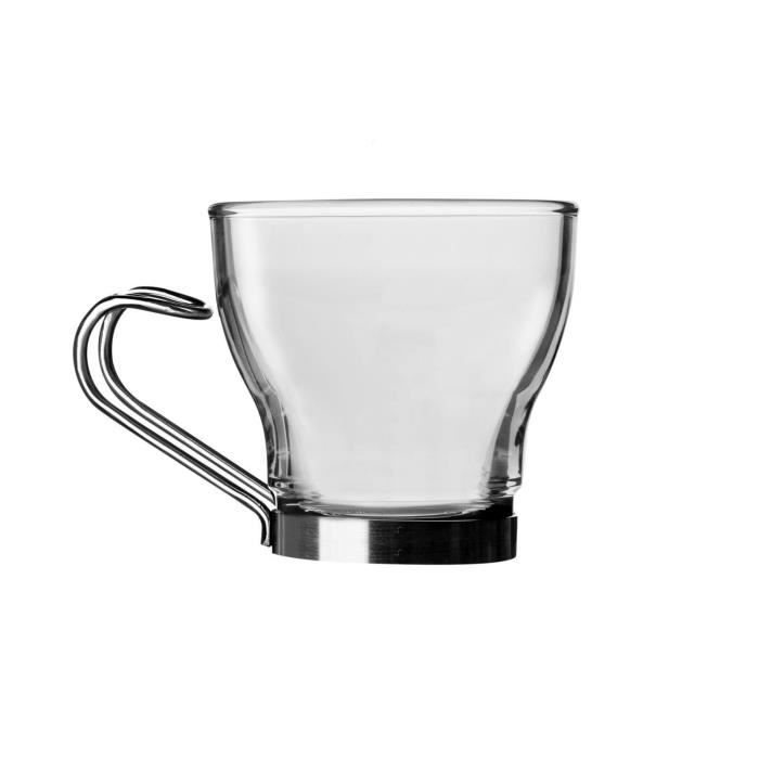 KADAX Lot De 4 Tasses En Verre Transparent Avec Soucoupe 200 Ml/250 Ml