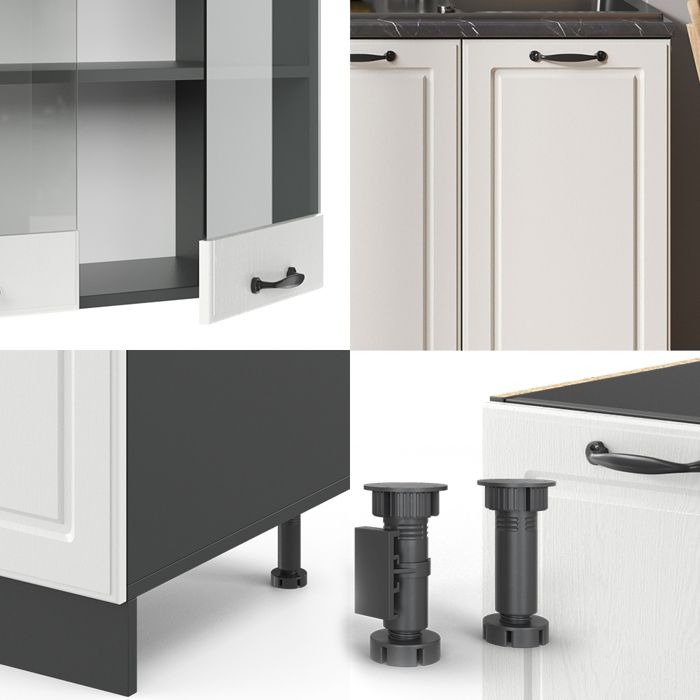 Kitchenette Vicco R-Line Style Rustique – Blanc Et Anthracite – Cuisine Intégrée Neuve