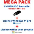PACK WINDOWS 11 SUR CLE USB BOOTABLE + LICENCE WINDOWS 11 PRO + LICENCE OFFICE 2021 PRO PLUS-0