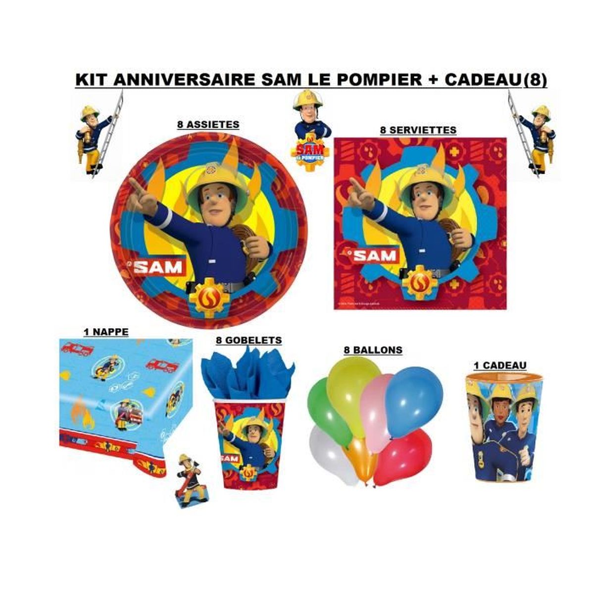 Kit Anniversaire Sam Le Pompier Cadeau Cdiscount Maison