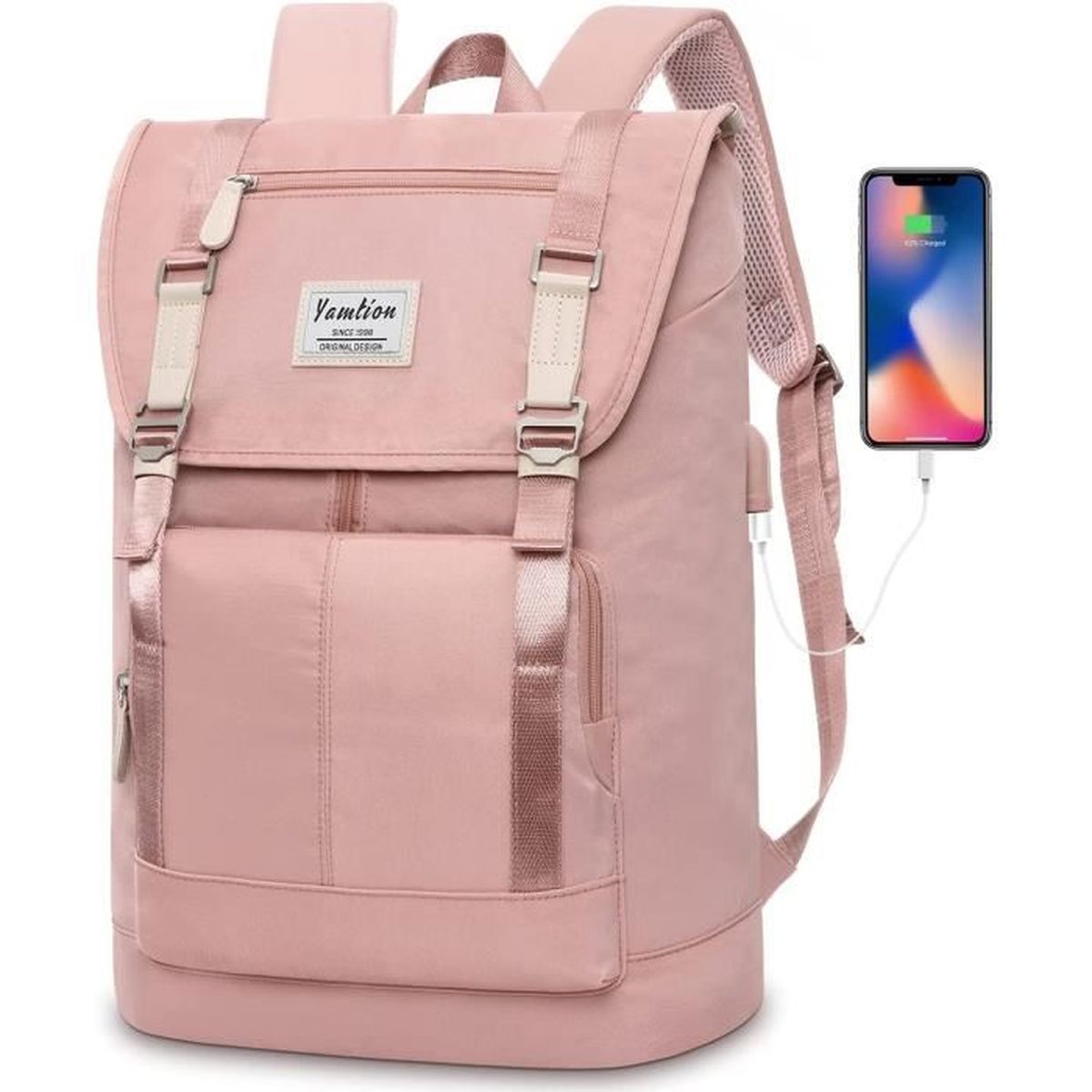 YAMTION Sac à Dos pour Ordinateur Portable 17,3 Pouces pour Homme et Femme,Sac à Dos d'École Sac Lycée Sac Scolaire Cartable Collège Sacoche pour Filles et Garçons 