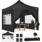 LUCKZON Tonnelle 3x3m Tonnelle Pliante de Jardin imperméable avec 4 côtés - Barnum Pliable Pavillon extérieur - Noir