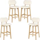 JEOBEST® Tabourets de Bar Scandinaves avec Coussin 4 Pcs,Crème