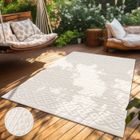 Paco Home Tapis Salon Chambre Adulte Poils Ras Uni Motif Boho Motif Scandinave Crème Crème Crème 60x100 cm