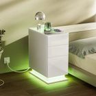 Table de chevet LED - VIVOLILV - 3 tiroirs - Blanc - 30 x 50 x 63cm