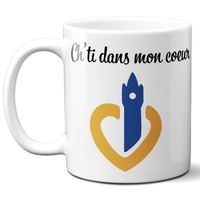 Mug Ch'ti dans mon cœur - Tasse cadeau Haut de France - 33 cL, Céramique - Imprimé en France