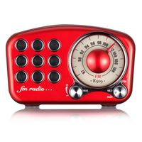 Mini Haut-Parleur Bluetooth Design Rétro et Radio-FM - R919-B - Rouge