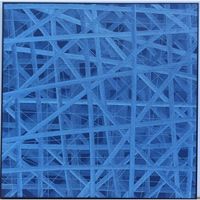 Fine Asianliving Oil Painting 100% Handpainted 3D Relief Effect Black Frame 100x100 cm Blue