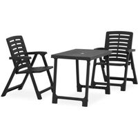 TENDANCES 2021 - Ensemble Table de bistro de 2 à 4 personnes + 2 chaises pliable - Salon de Jardin - Plastique Gris GIF17042