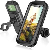 Support Téléphone Vélo étanche Rotation à 360 Anti-Vibrations Porte Phone Moto avec Tactile Sensible pour 5.5-6.8 Pouces Noir