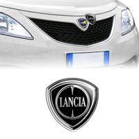 Lancia Autocollant 3D Logo Officiel pour Ypsilon, Noir, Avant, 58 x 60 mm