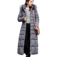 Doudoune Longue Femme - Manteau Chaud épais d'hiver Veste à Capuche Col en Fourrure décontractée d'extérieur, Gris RY2351