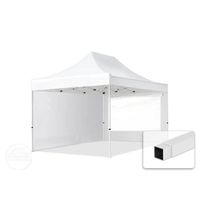 Tente pliante TOOLPORT 3x4,5 m - Acier, PES 300g/m² - Blanc - Côté panoramique