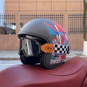 CASQUE MOTO SCOOTER Demi-Casque de Moto Rétro pour Homme et Femme,Cert