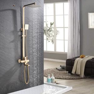 Accessoires de douche au design moderne - Panneau de douche à main -  Système de douche à effet pluie - Hauteur réglable - Doré : :  Bricolage
