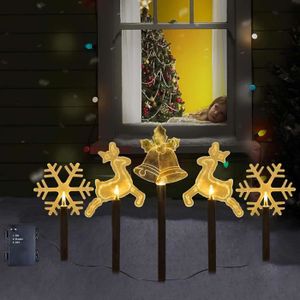 DÉCORATION LUMINEUSE Lot de 5 éclairages de Noël en acrylique pour extérieur - Éclairage de jardin étanche
