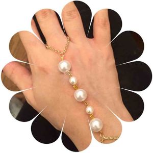 Perles Bracelet De Perles Or Grande Perle Lien Doigt Chaî