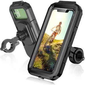 FIXATION - SUPPORT Support Téléphone Vélo étanche Rotation à 360 Anti-Vibrations Porte Phone Moto avec Tactile Sensible pour 5.5-6.8 Pouces Noir