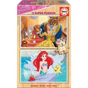 PUZZLE Puzzle en bois 2x25 pièces Disney Princesses - EDU